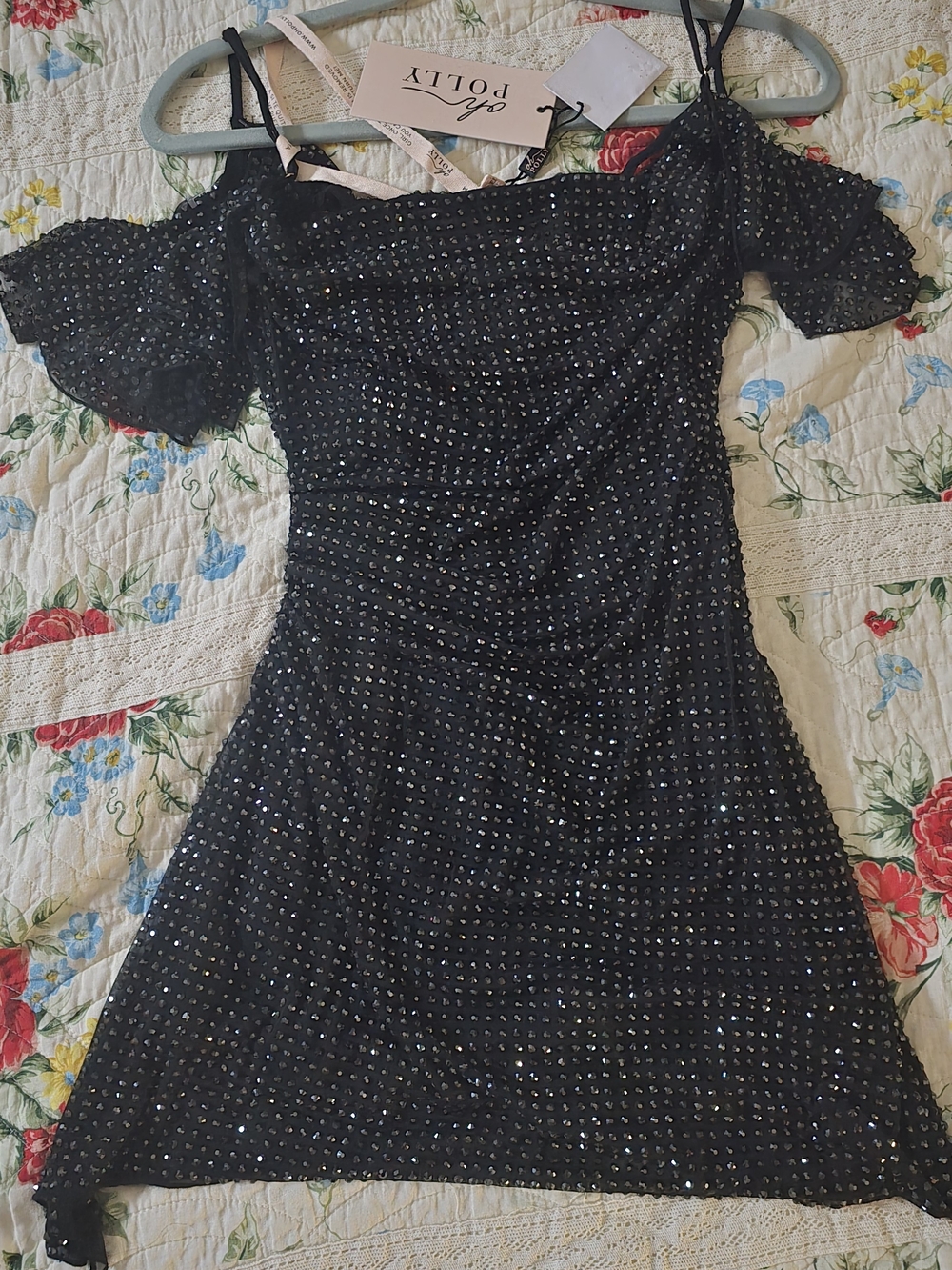 Oh Polly Black Sequin Mini Dress Corset Size 2 New High Quality